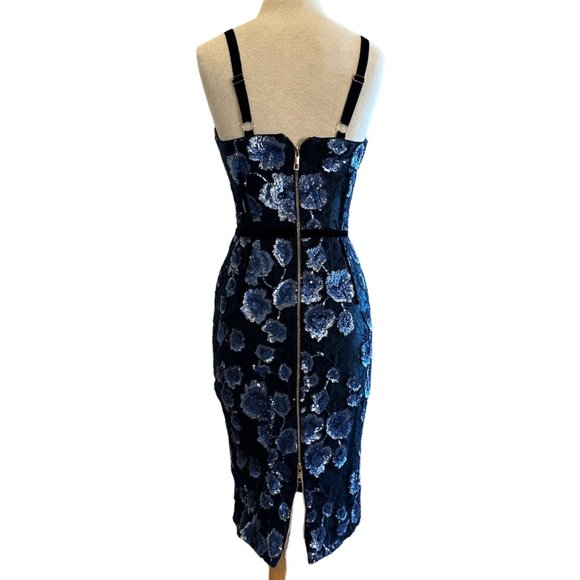 Bronx and Banco Camille Pencil Dress in Navy Sequin Medium New Womens Midi Lace - Picture 8 of 11